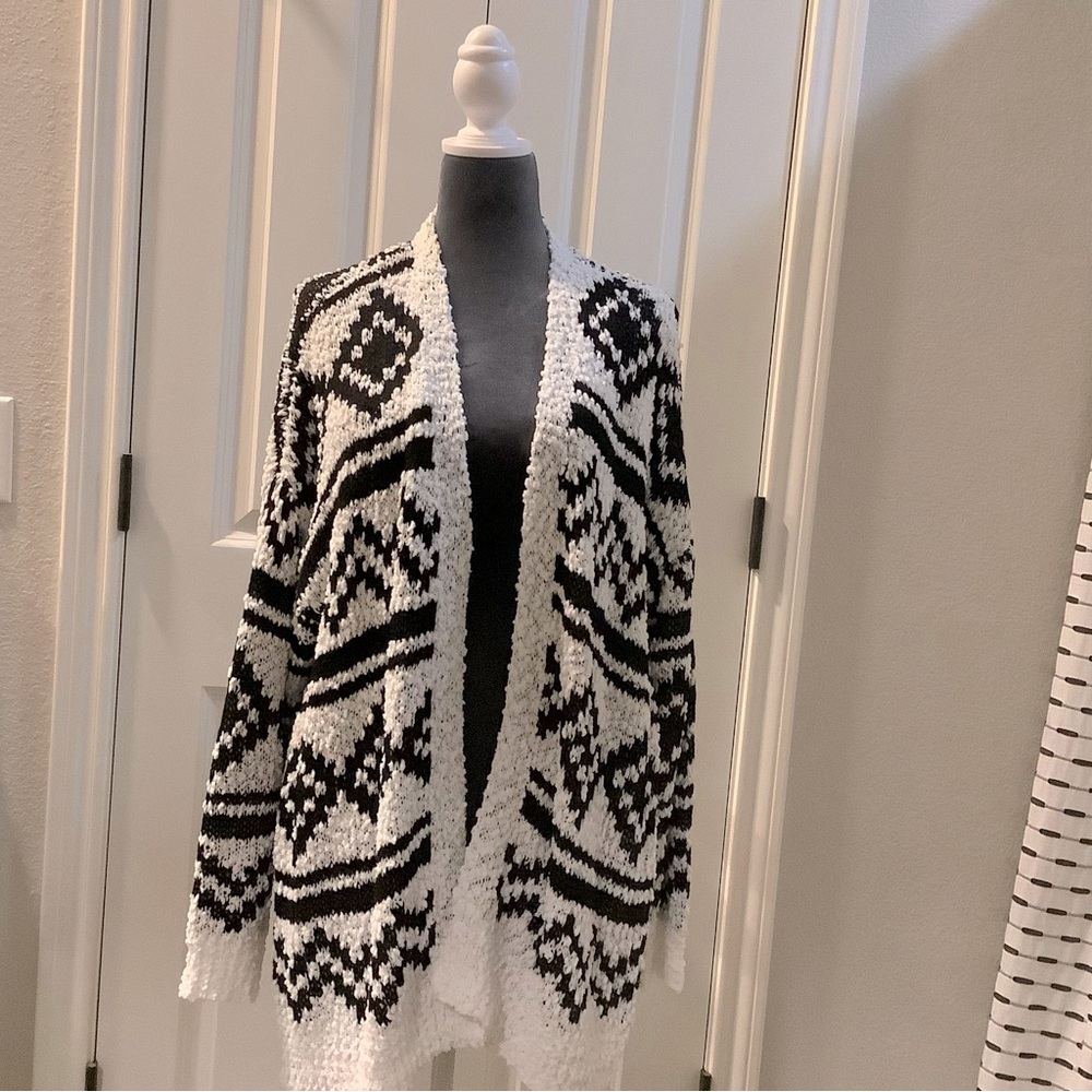 trucloth - XXL - Black & White Chenille Sweater, Soft - Plus Size
